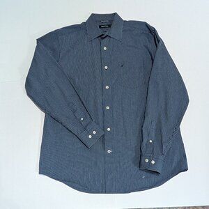Nautica Men's Dress Shirt Size M, Navy & White Striped
